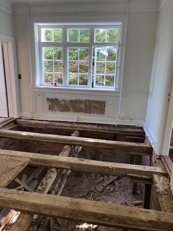 Ceiling panel under bathroom